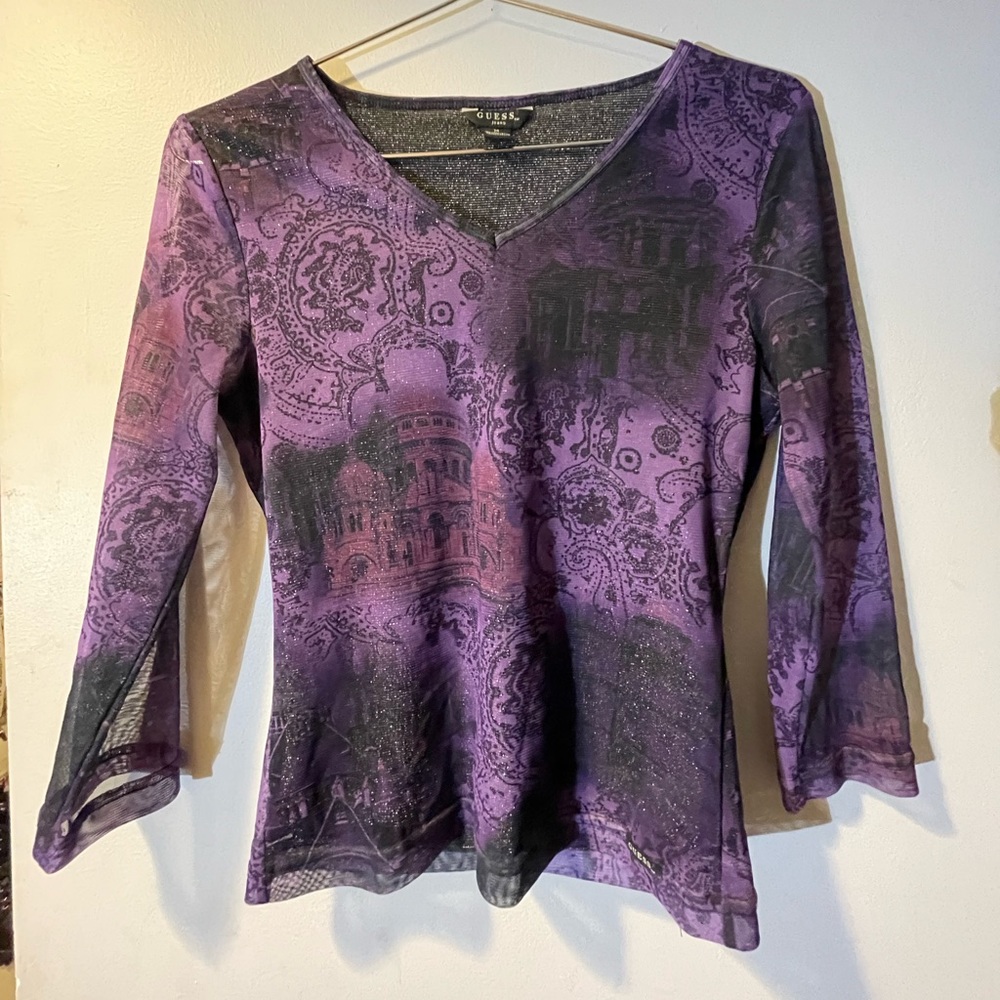 Guess mesh patterned 3/4 long sleeve